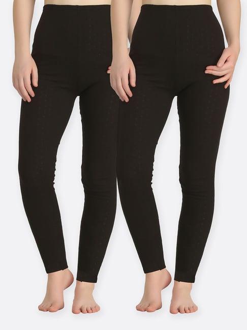 kanvin black thermal tights (pack of 2)