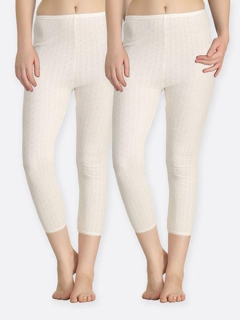 kanvin off white thermal tights (pack of 2)