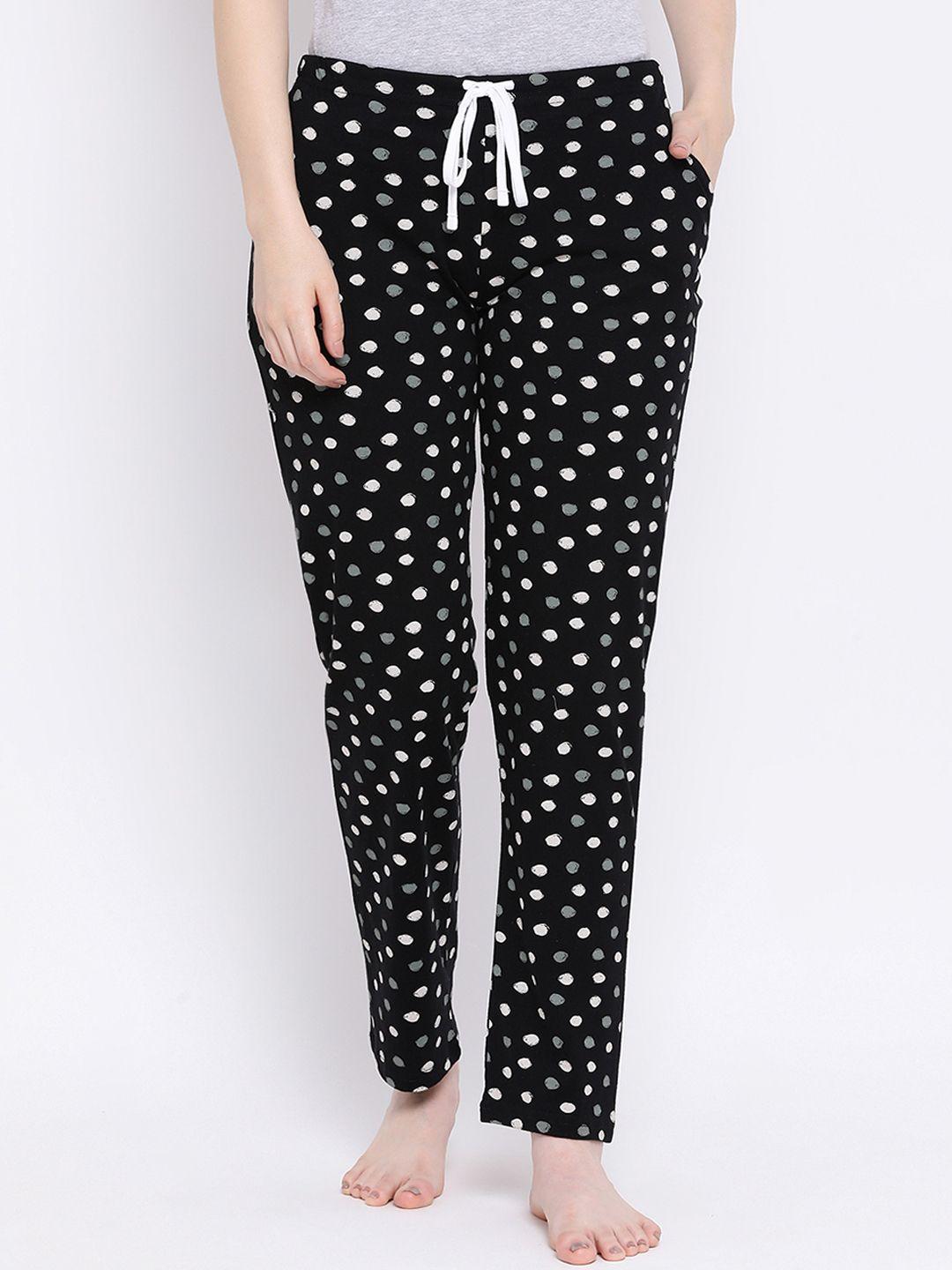 kanvin women black & white printed pyjamas