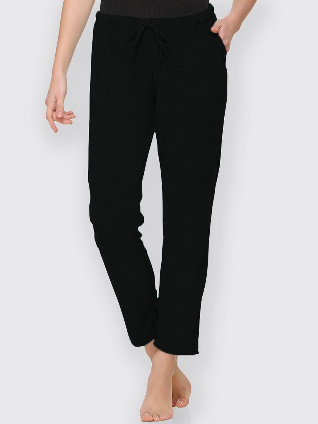 kanvin women black solid lounge pants