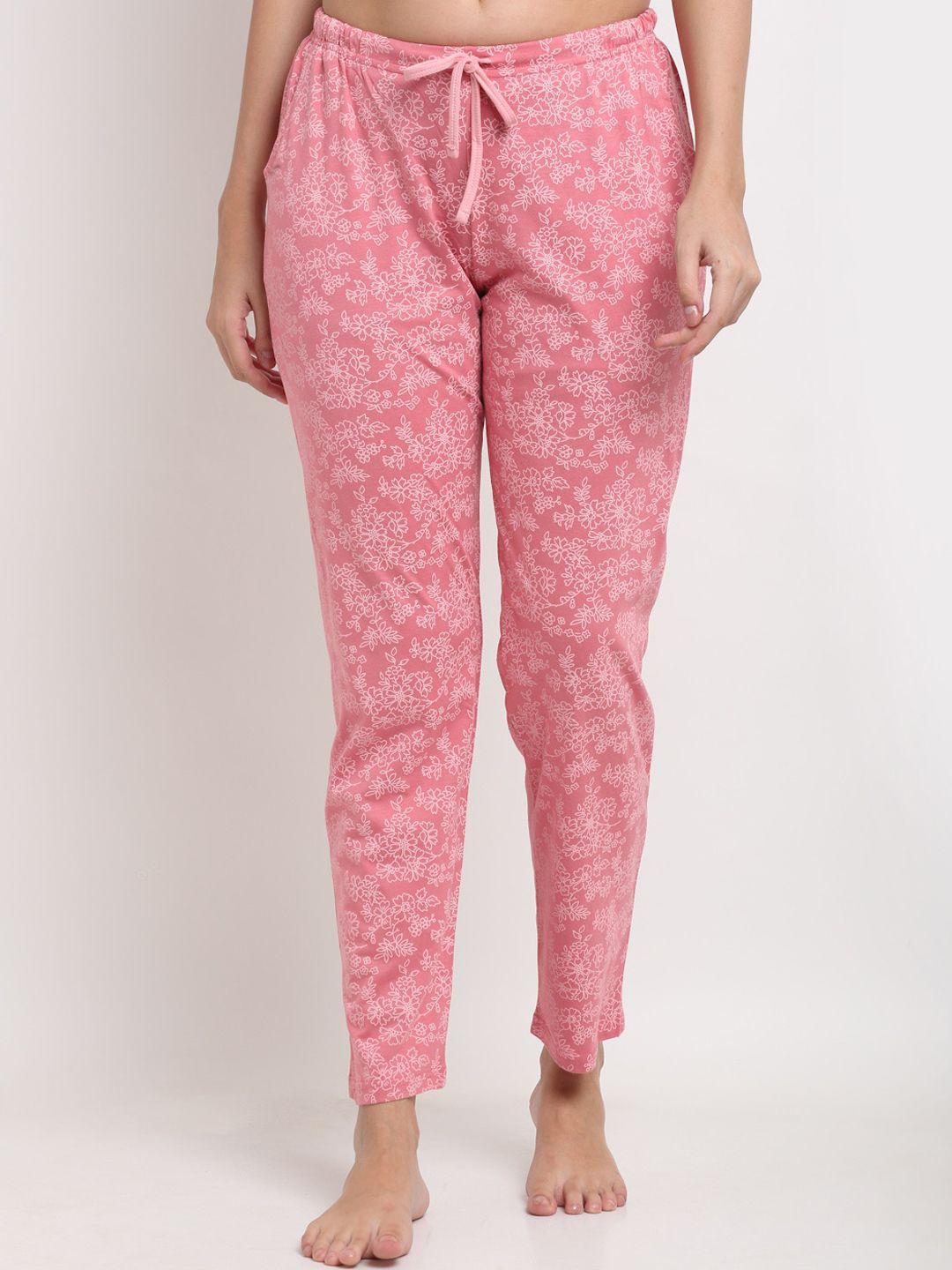 kanvin women pink printed lounge pants