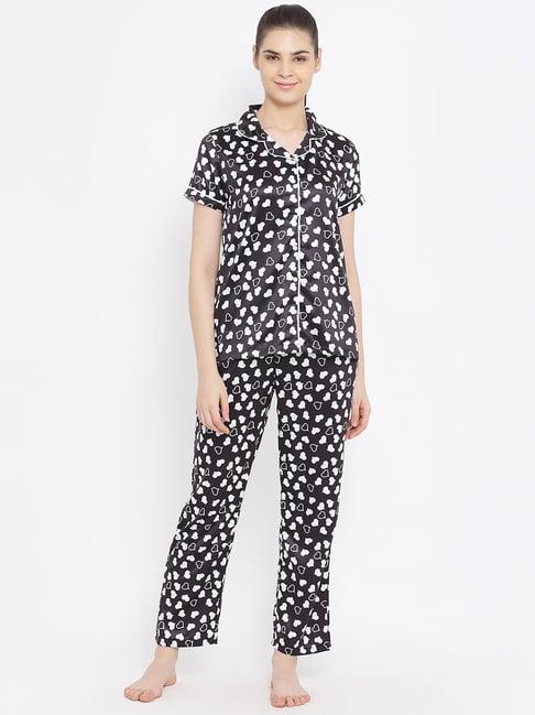 kanvin black printed top pyjamas set