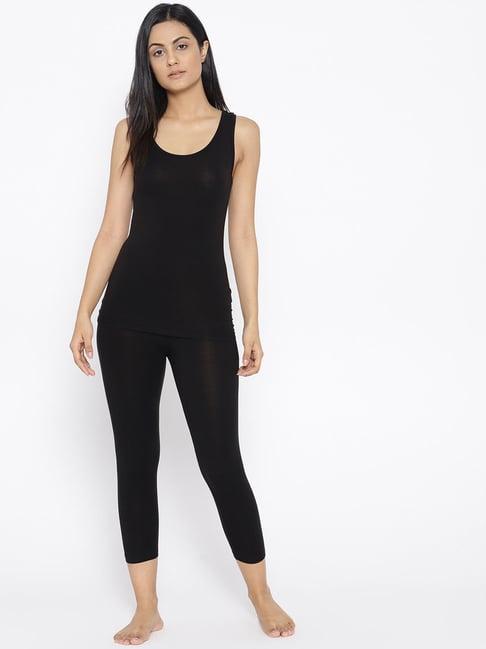 kanvin black thermal camisole with tights