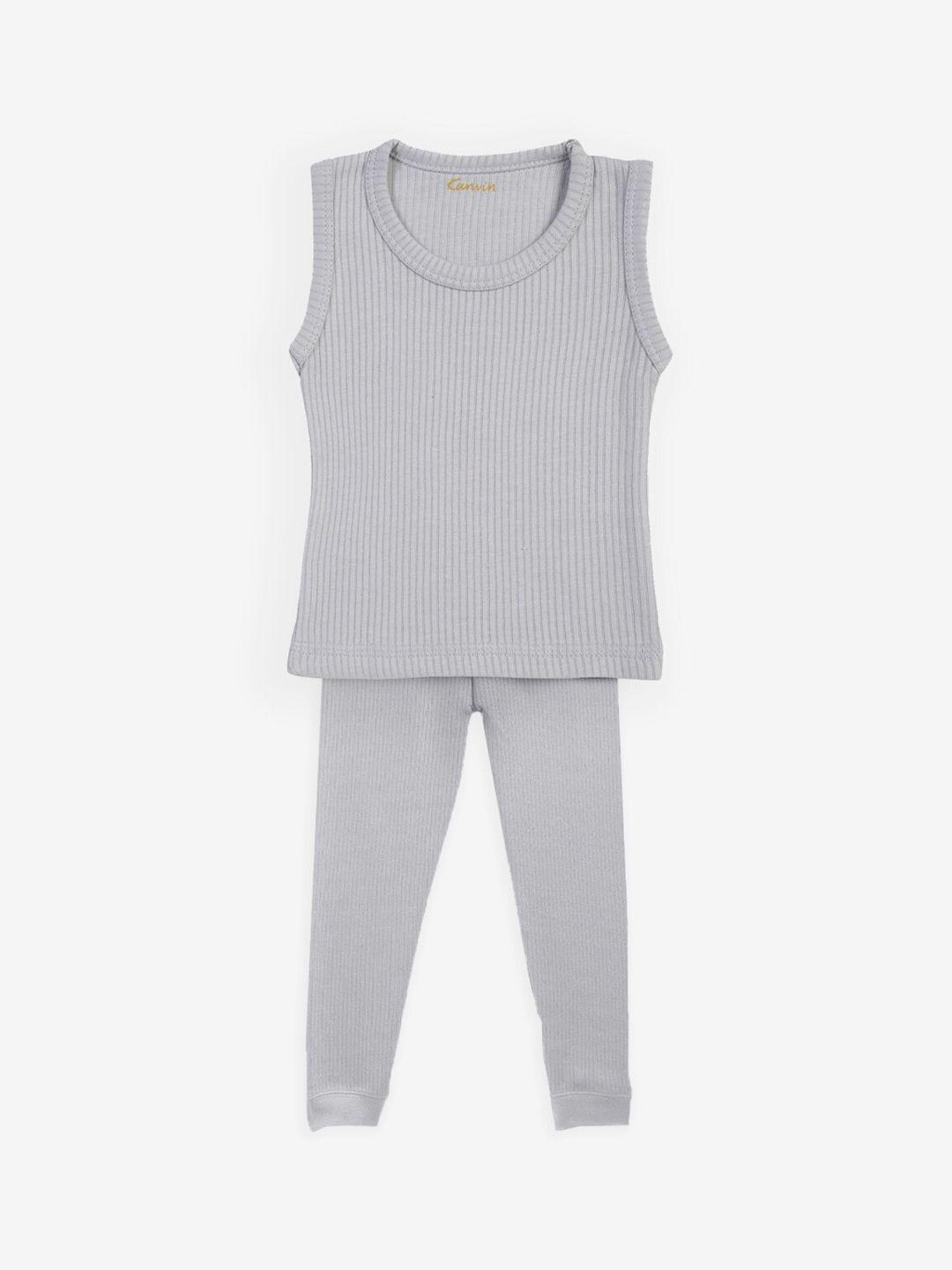 kanvin boys grey ribbed thermal set