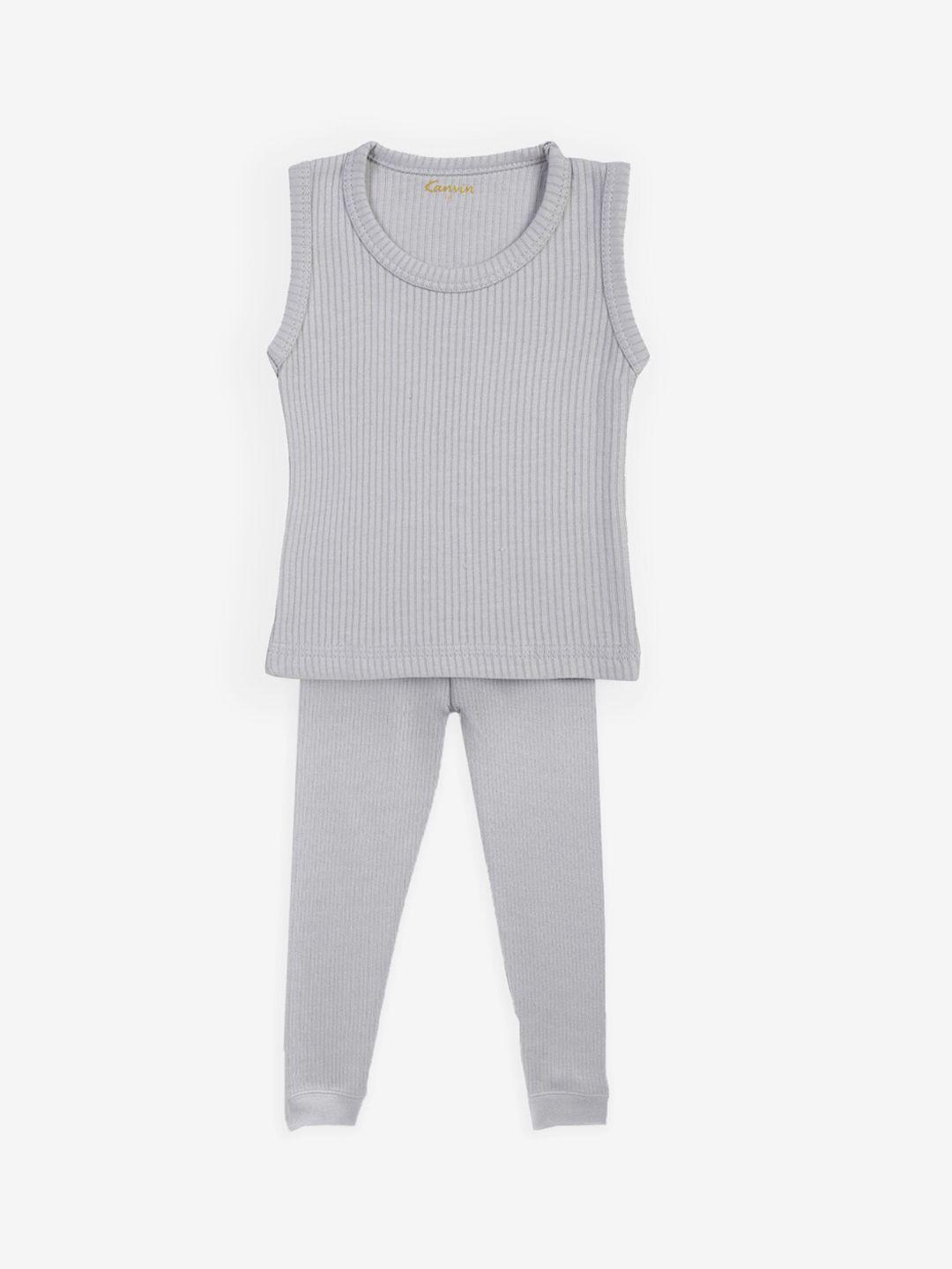 kanvin boys grey ribbed thermal set