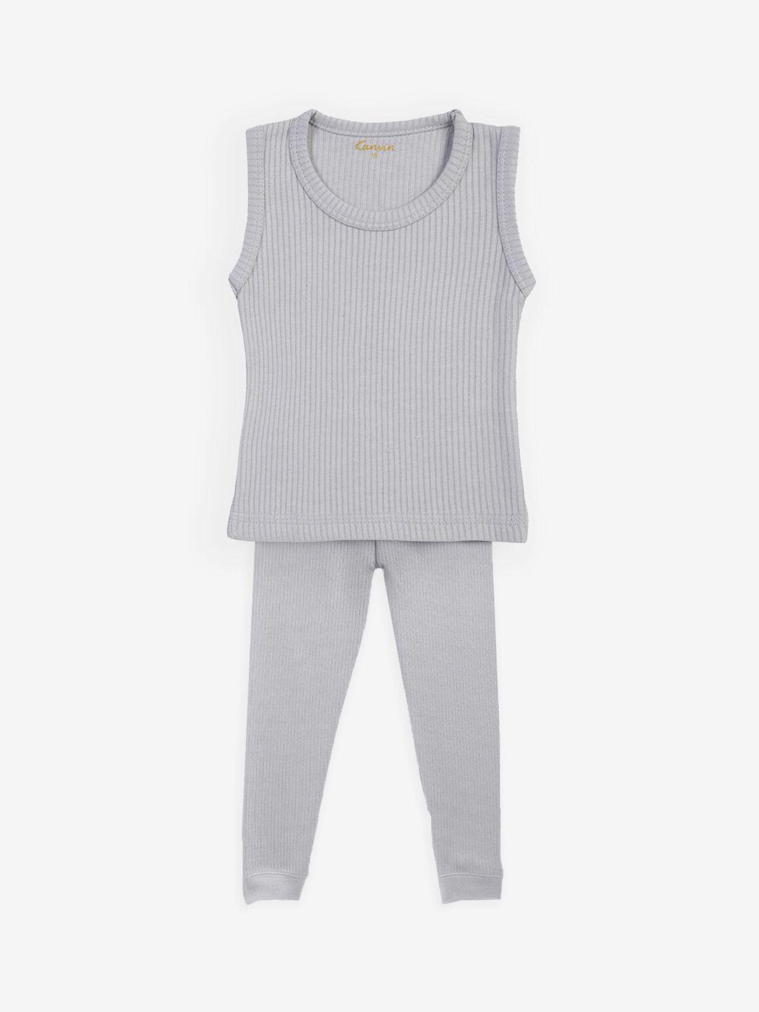 kanvin boys grey ribbed thermal set