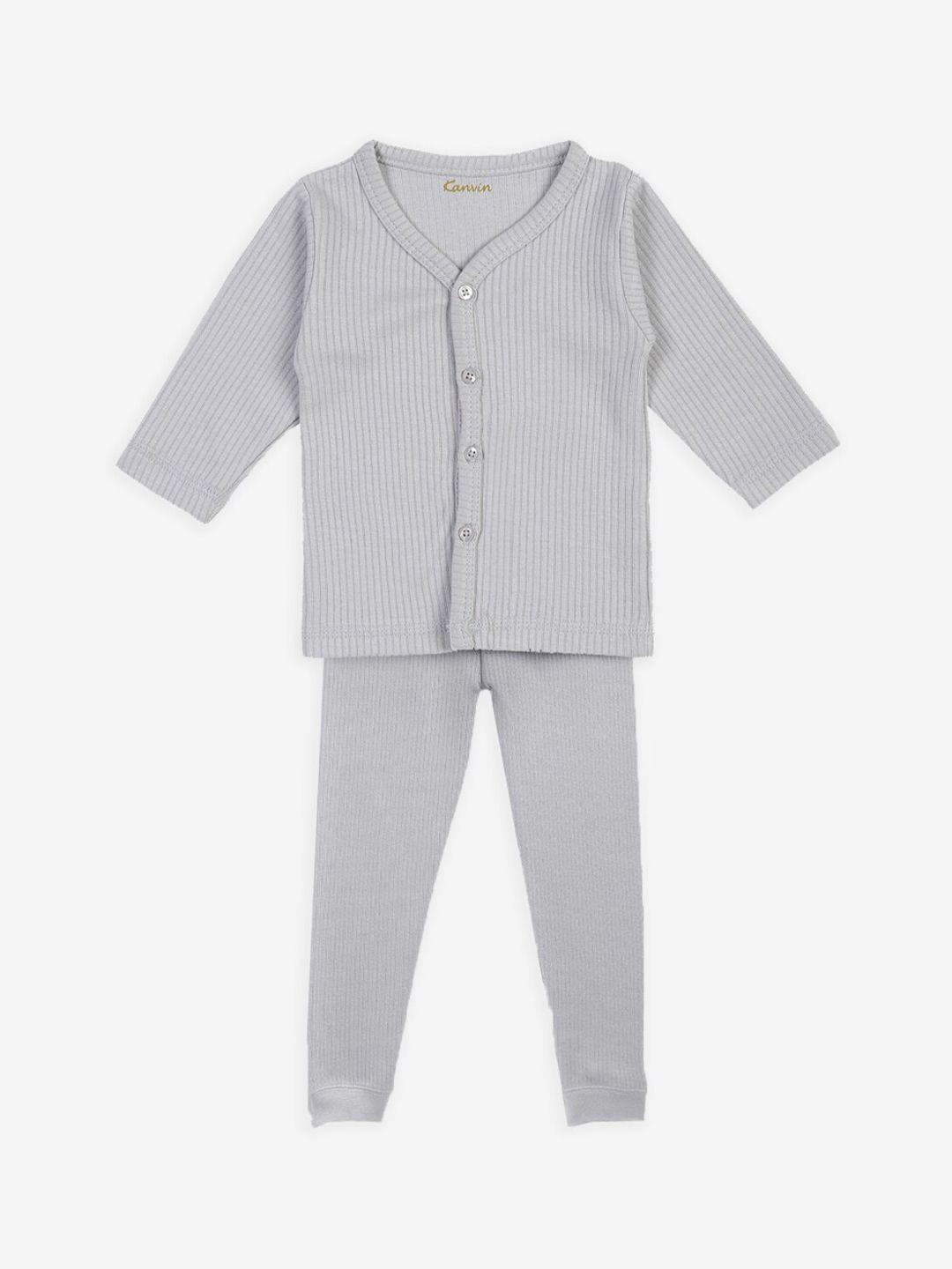 kanvin boys grey solid thermal set