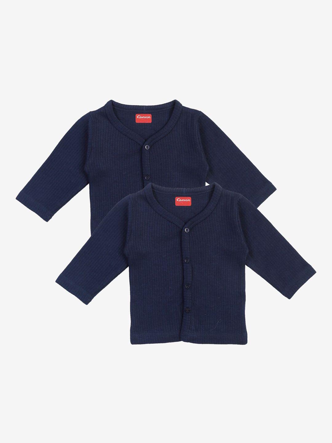 kanvin boys navy blue set of 2 solid thermal tops