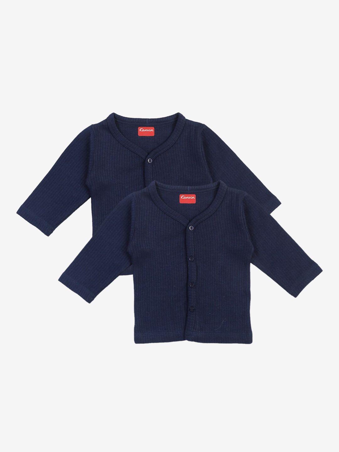 kanvin boys pack of 2 navy blue ribbed thermal tops