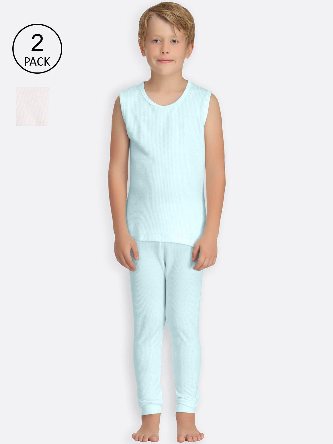 kanvin boys pack of 2 turquoise & white thermal set