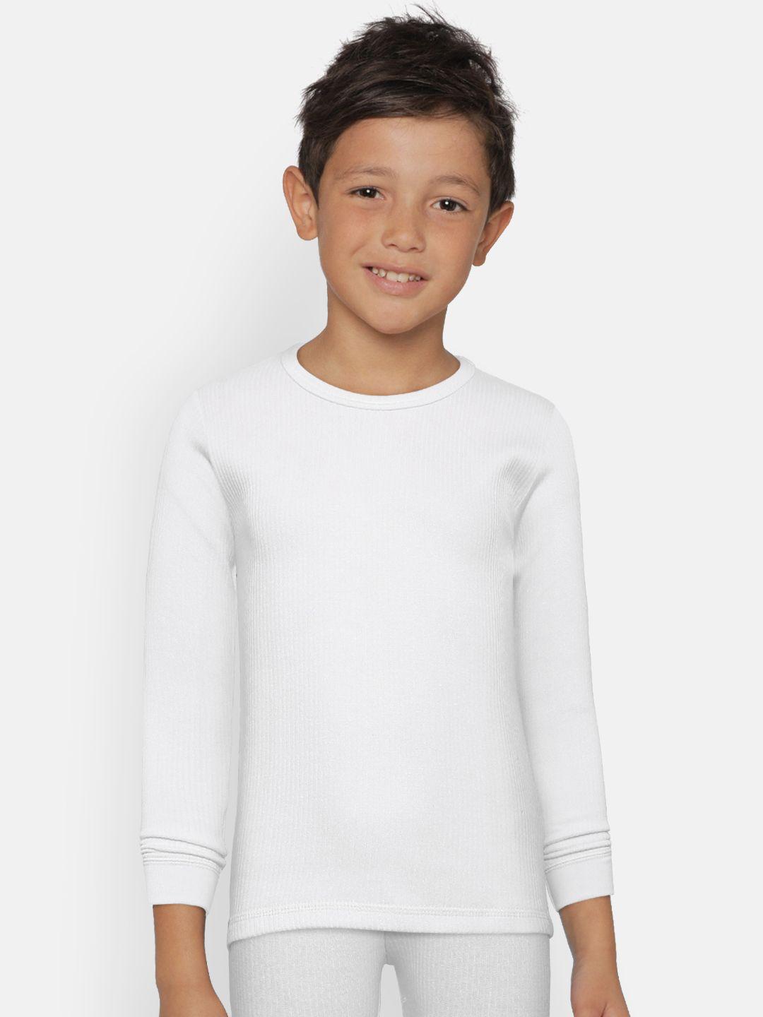kanvin boys pack of 2 white ribbed thermal t-shirts