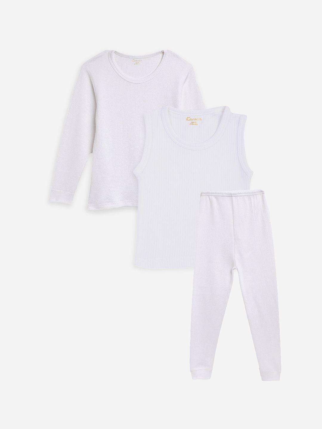 kanvin boys pack of 3 white thermal set