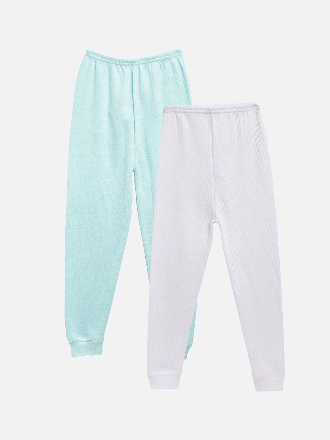 kanvin boys turquoise blue & white solid thermal bottoms