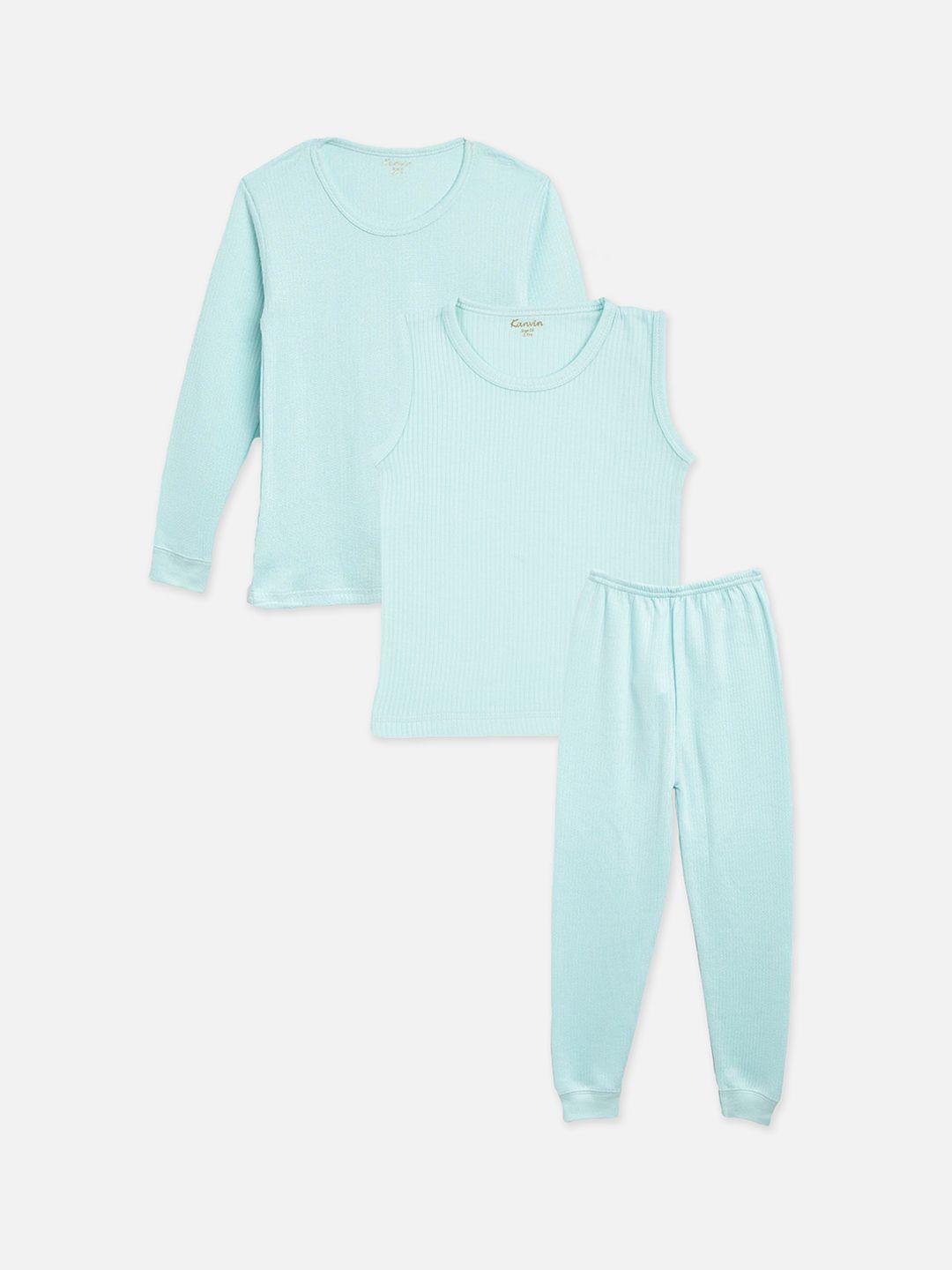 kanvin boys turquoise blue thermal set