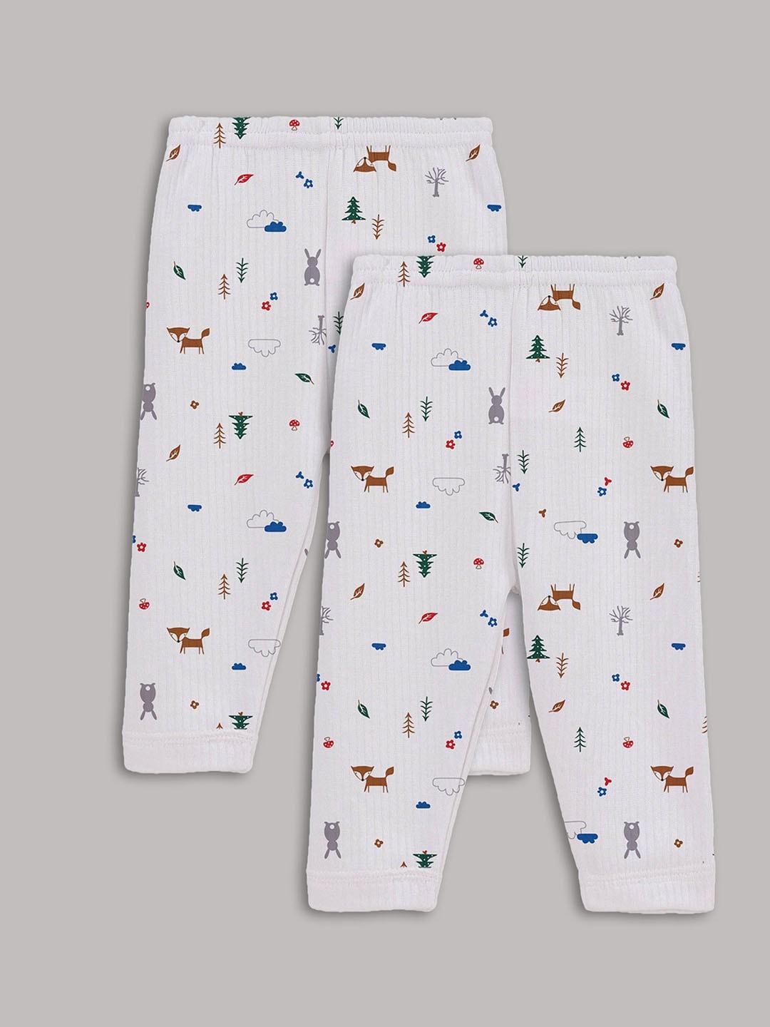 kanvin boys white pack of 2 printed thermal bottoms