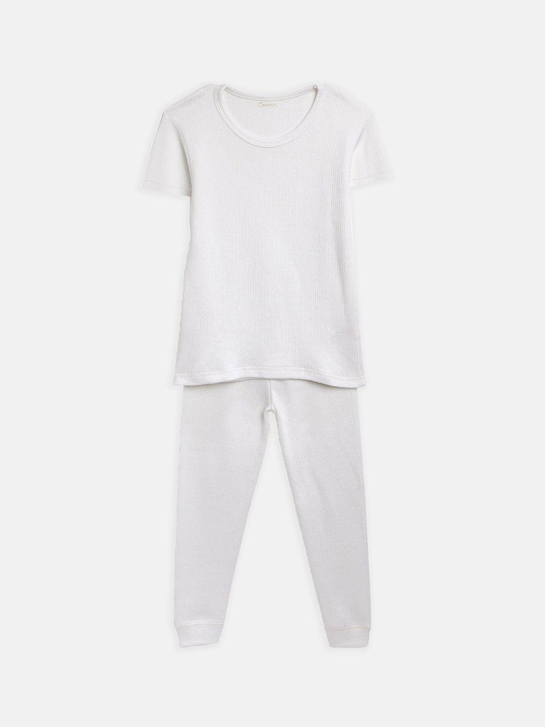 kanvin boys white solid thermal set