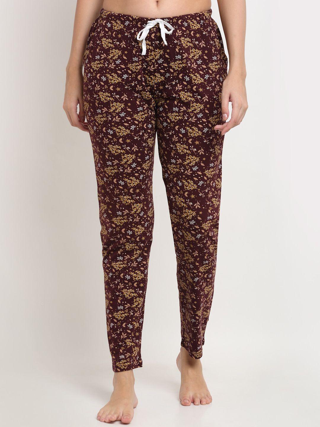 kanvin brown floral printed lounge pants