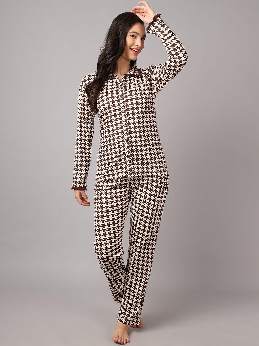 kanvin checked printed modal night suit