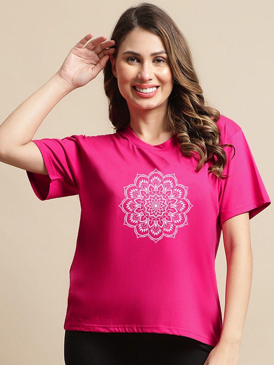 kanvin floral printed drop-shoulder sleeves oversized t-shirt