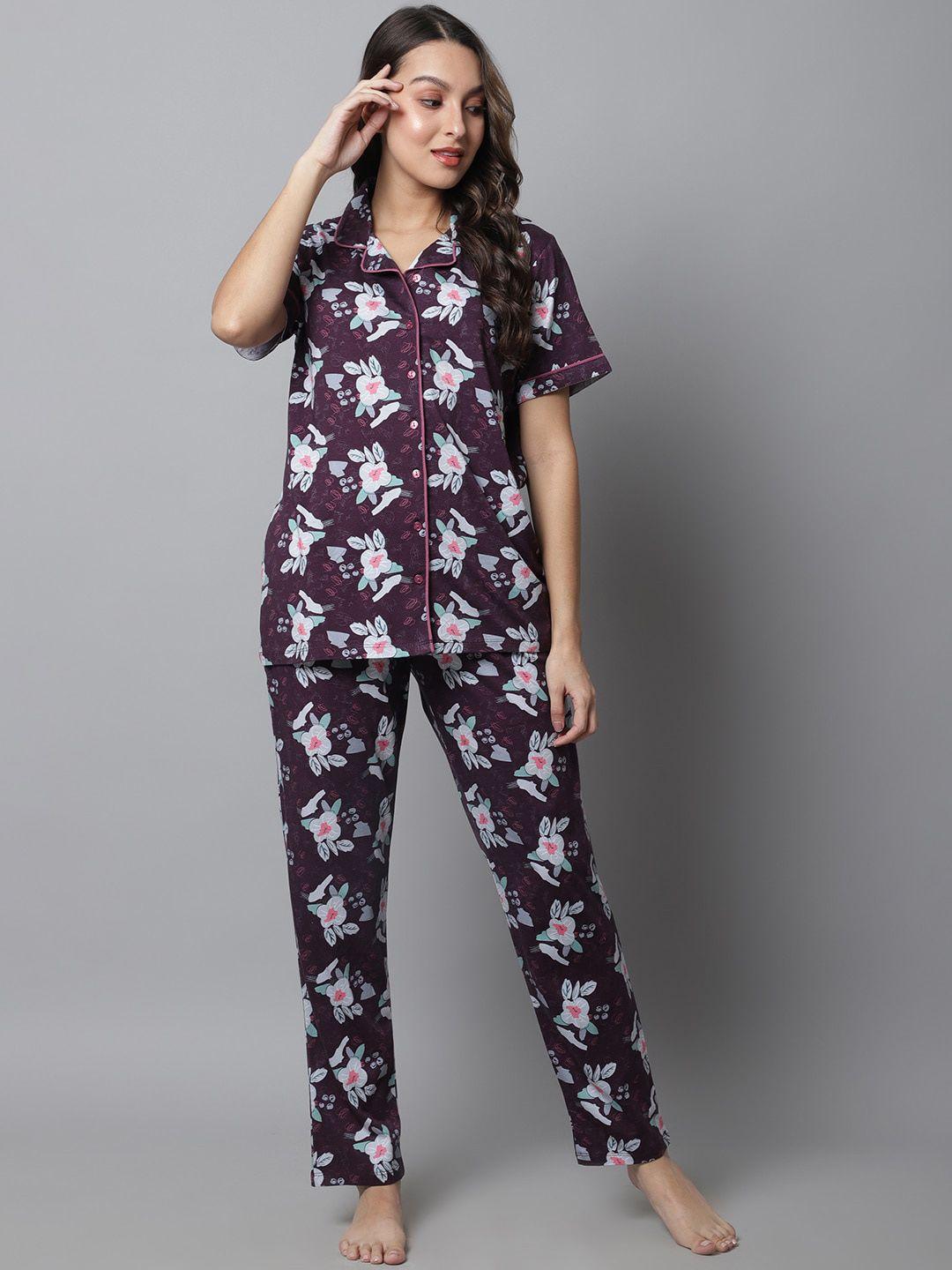 kanvin floral printed night suit