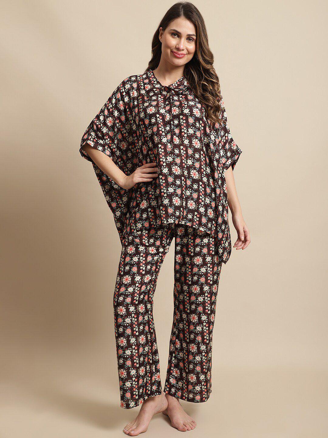 kanvin floral printed night suit