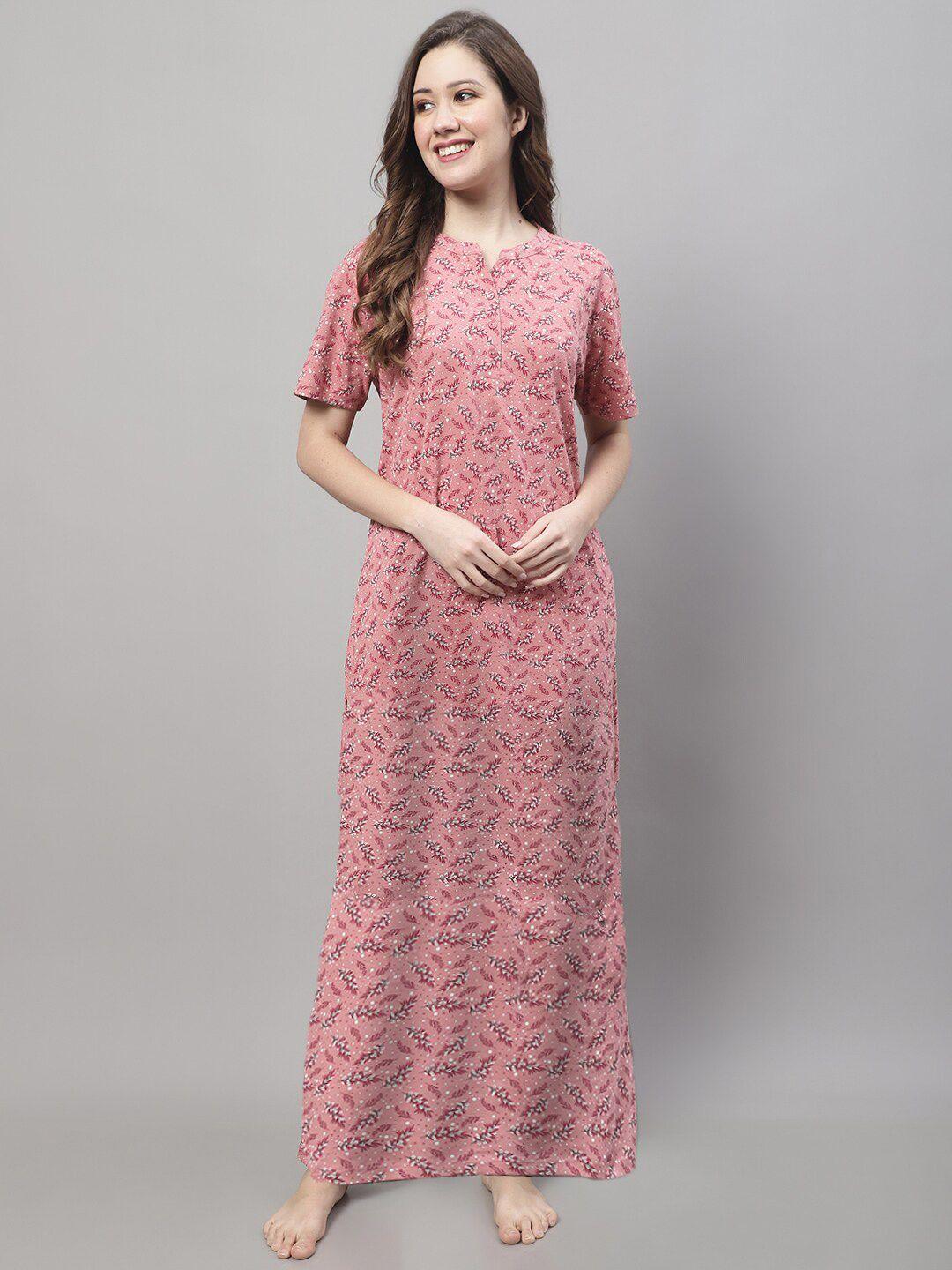 kanvin floral printed pure cotton maxi nightdress