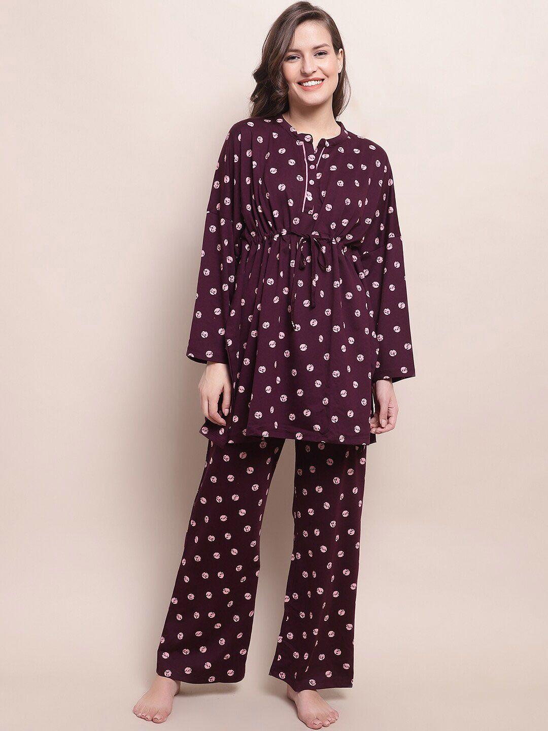 kanvin geometric printed pure cotton night suit