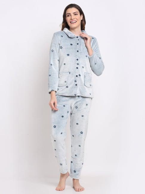 kanvin grey printed shirt pyjama set