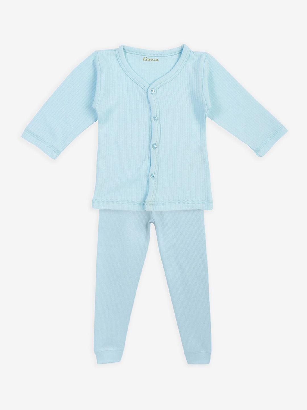 kanvin infant boys blue solid thermal set