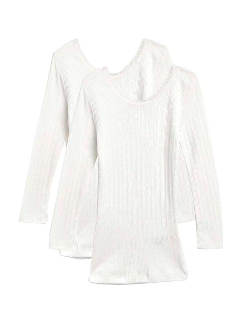 kanvin kids off white regular fit thermal tops - set of 2