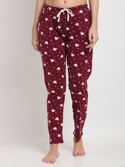 kanvin maroon printed pyjamas