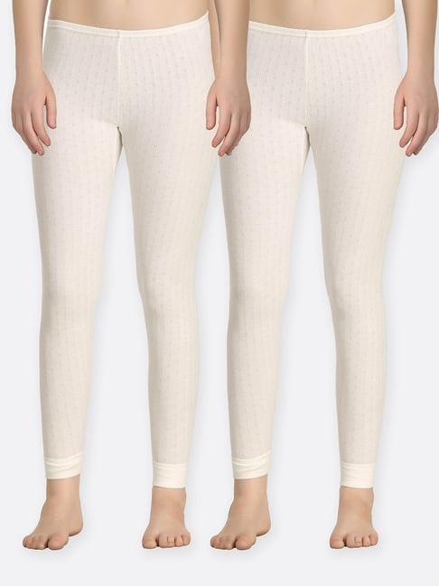 kanvin off white thermal tights (pack of 2)