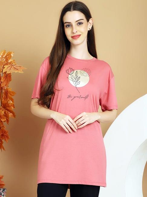 kanvin pink cotton printed t-shirt