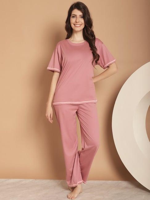 kanvin pink cotton top pyjamas set
