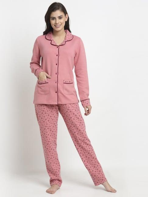 kanvin pink printed shirt pyjama set