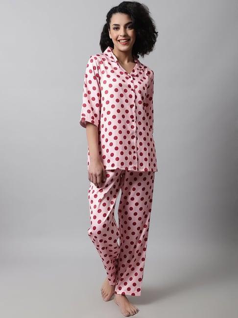 kanvin pink printed top pyjamas set