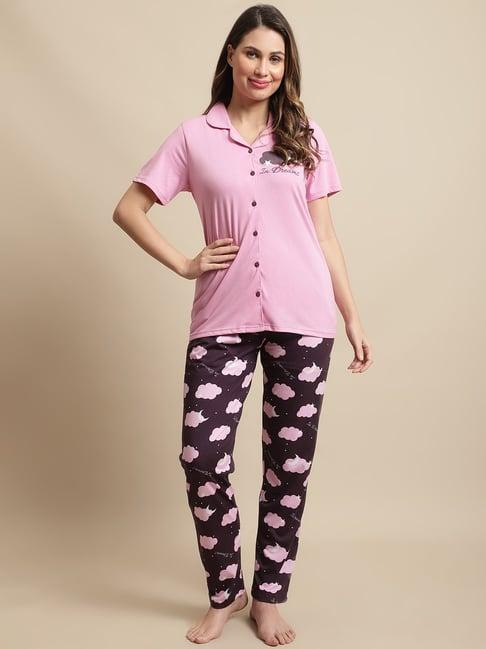 kanvin pink printed top pyjamas set