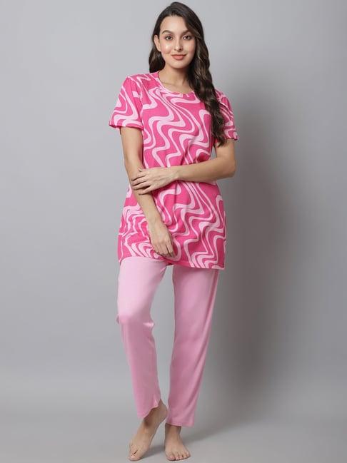 kanvin pink printed top pyjamas set