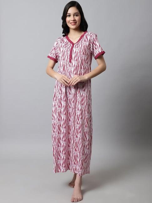 kanvin red printed nighty
