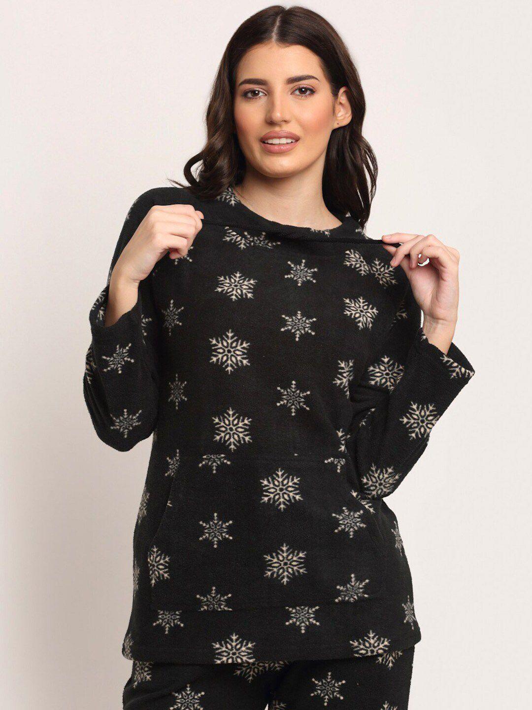 kanvin women black printed sweatshirt