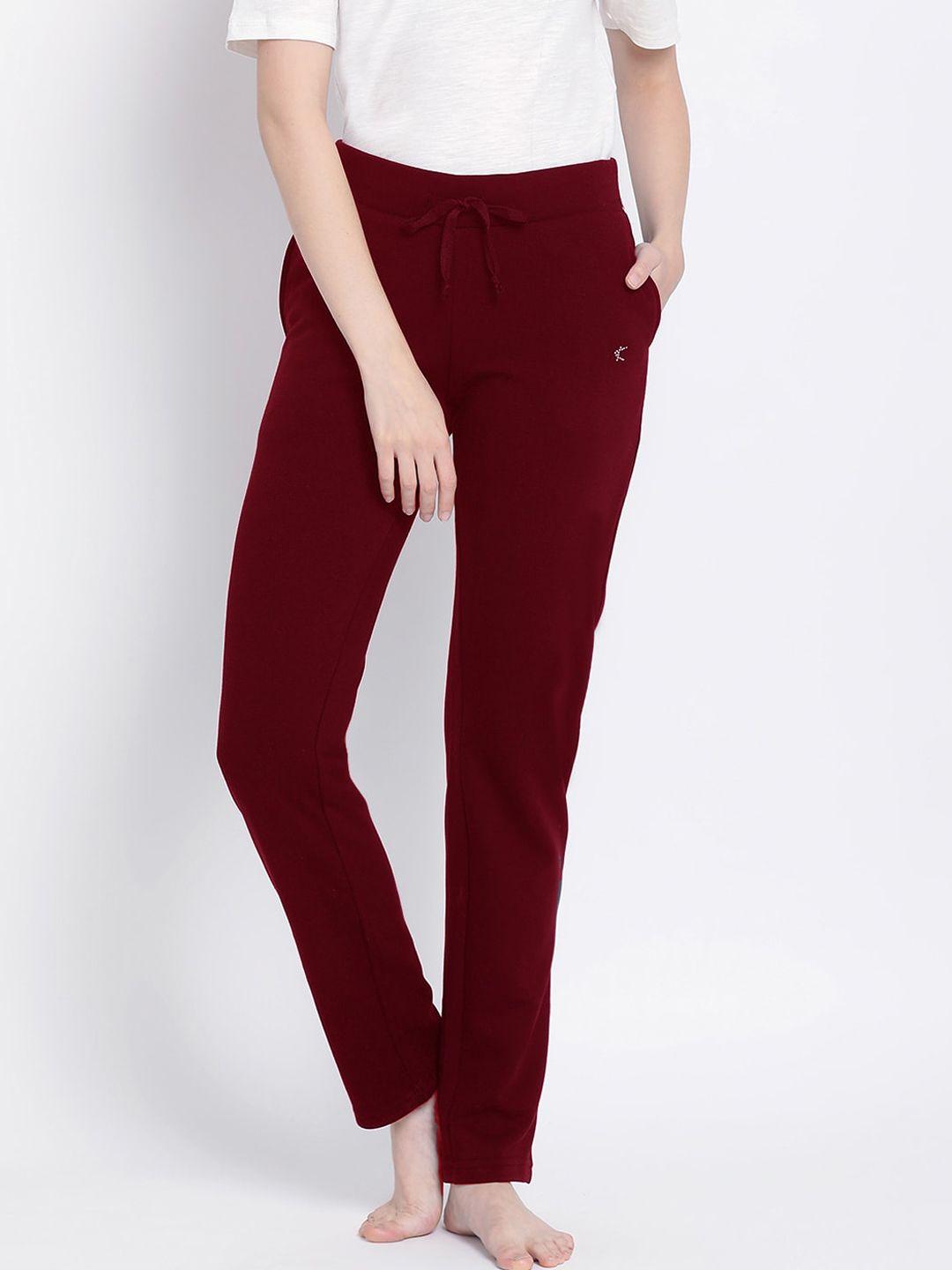 kanvin women maroon solid lounge pants