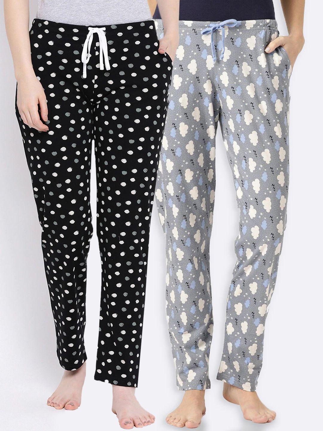 kanvin women pack of 2 printed cotton lounge pants