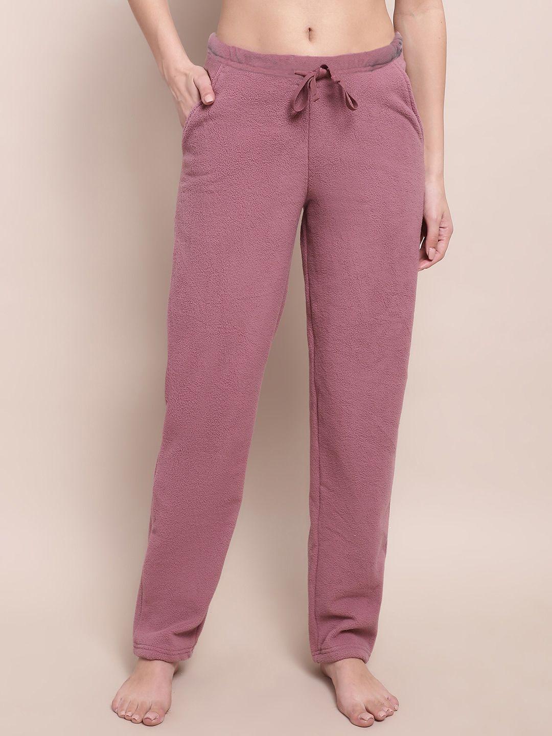 kanvin women pink mid-rise straight lounge pants