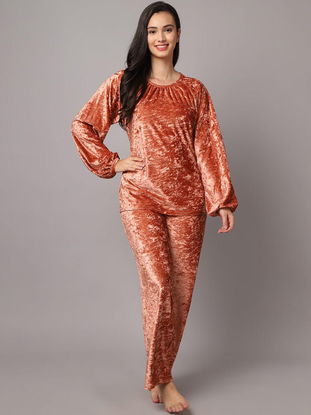 kanvin women rust printed night suit