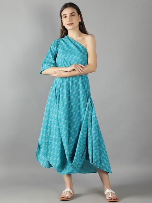kaori by shreya agarwal blue cotton embroidered maxi dress