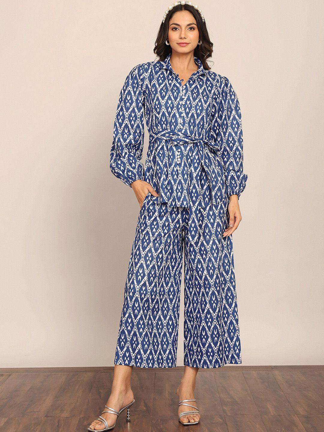 kaori by shreya agarwal pure cotton printed shirt with trousers co-ords
