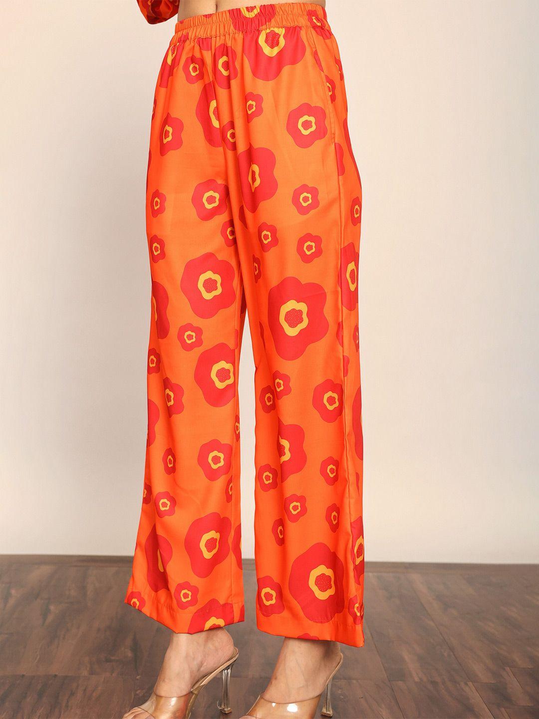 kaori by shreya agarwal women floral printed straight fit trousers
