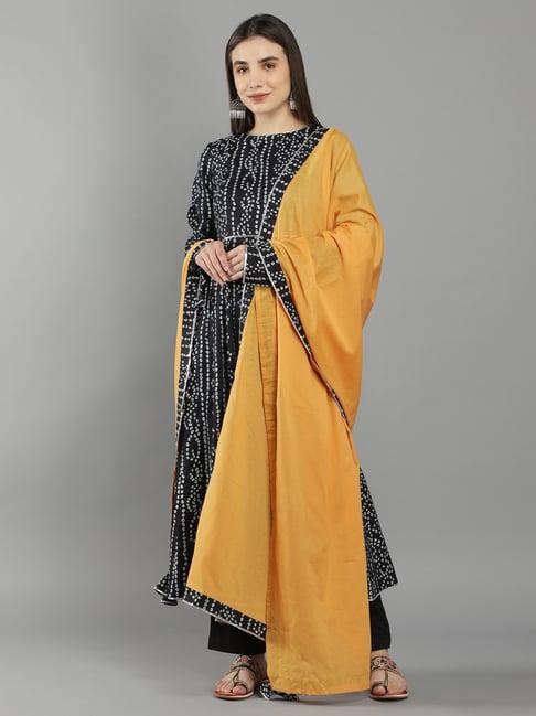 kaori by shreya agarwal black cotton printed kurta pant set with dupatta