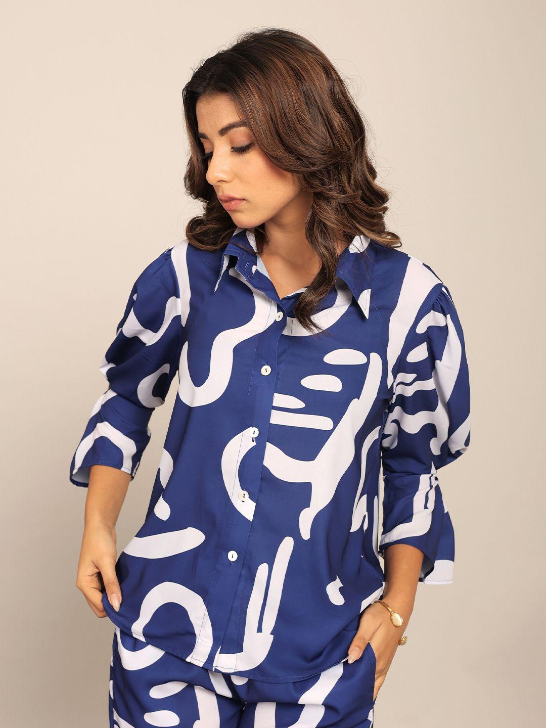 kaori by shreya agarwal bliss abstract printed comfort opaque casual shirt