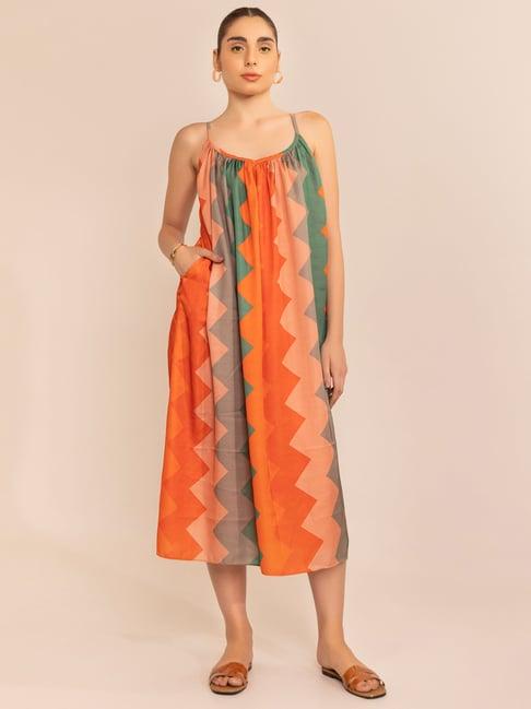 kaori by shreya agarwal multicolored printed a-line dress